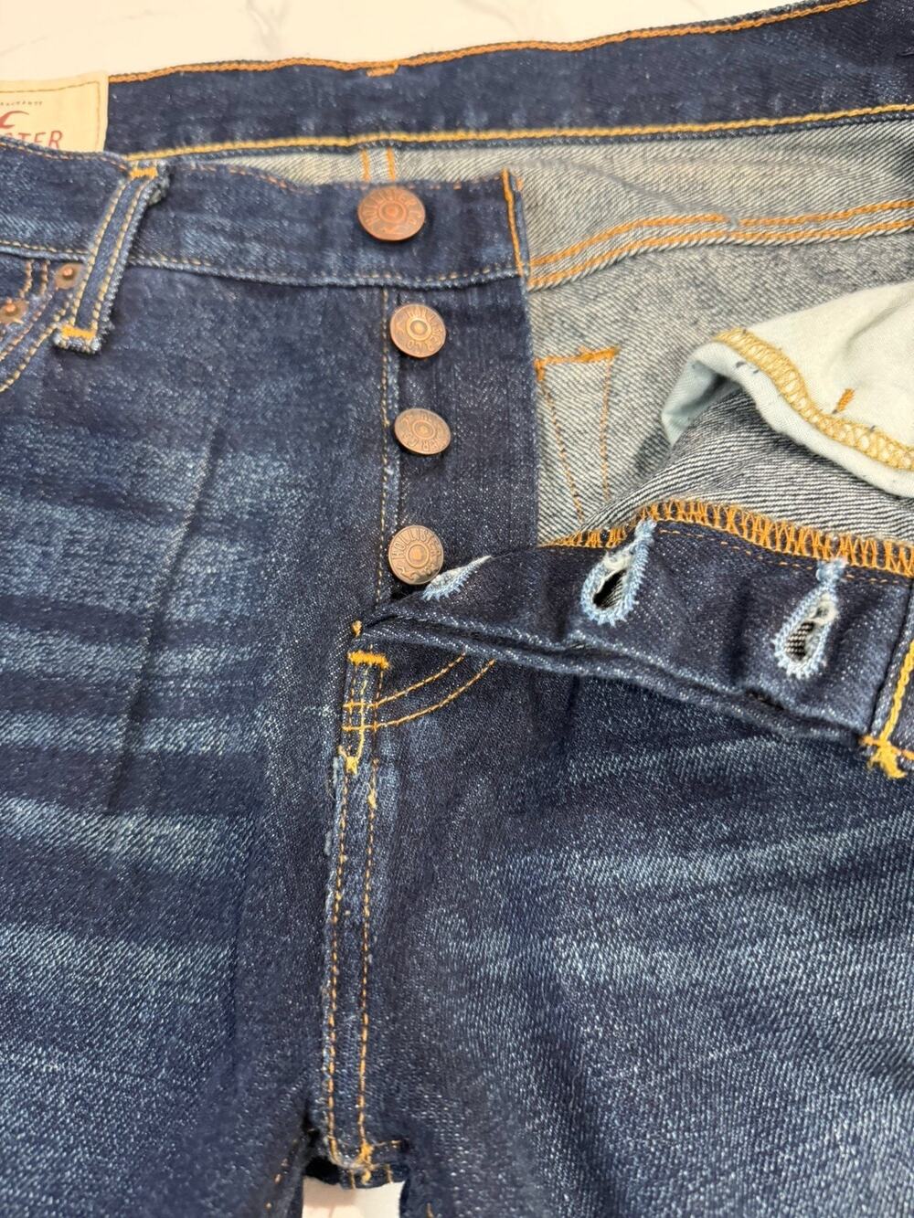 Hollister California Skinny Jeans Mens 33x32 Blue Stretch Denim Y2K Angle Fit